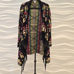 Open Cardigan M Women's Aztec Southwest Tassle Fringe Boho Festival Demanding